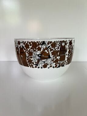 Kaj Franck for Finel Arabia Scandinavian White Brown Enamel Bowl JL
